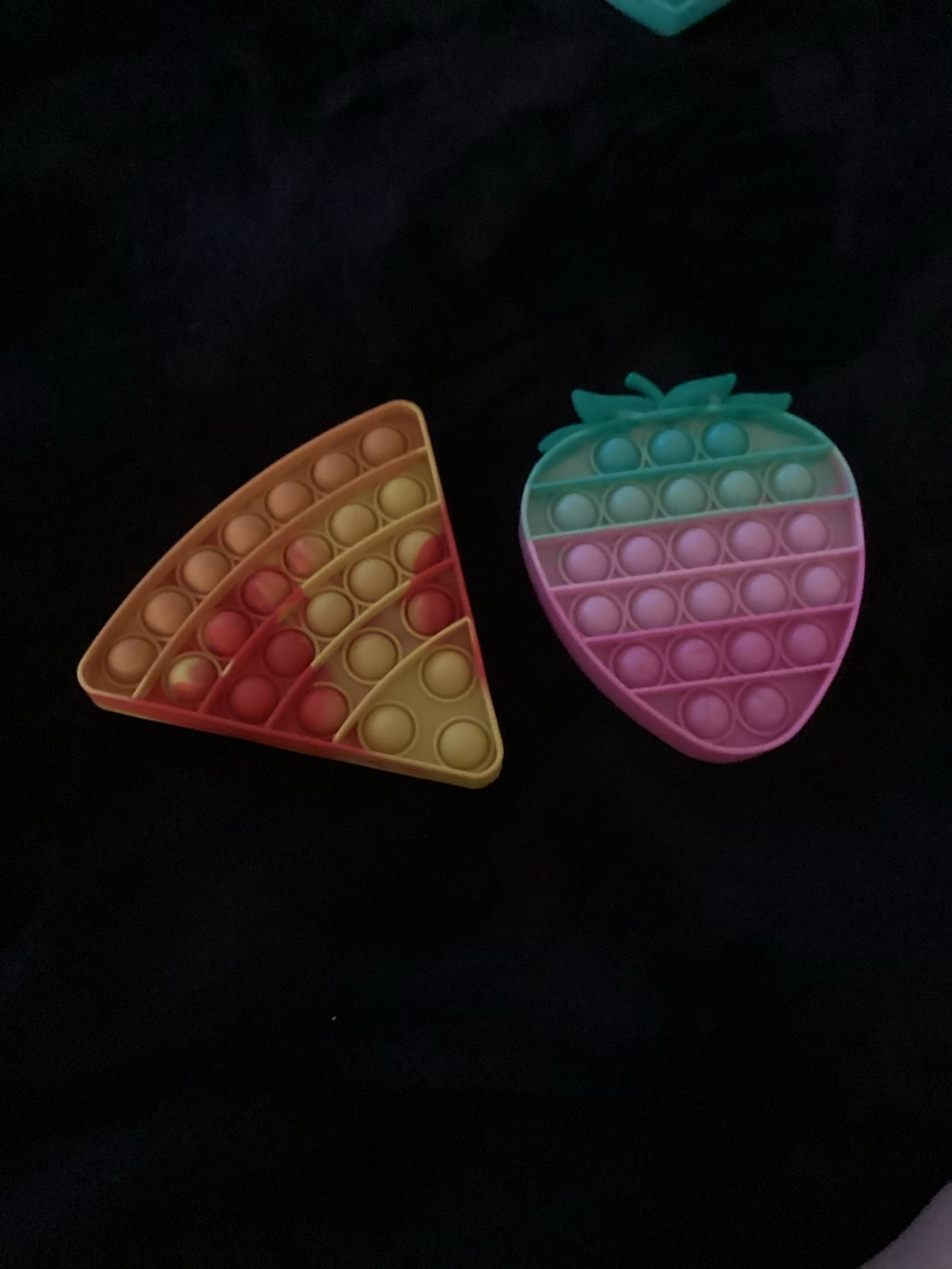 Silicone Rainbow Pop-It Fidget Toy Set - Strawberry & Pizza Shapes